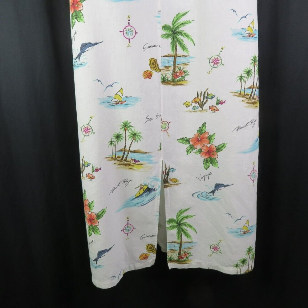Hot Cotton Hawaiian Dress Beach XL Marc Wear Floral Sheath Cotton Linen Cover Up - Picture 8 of 10